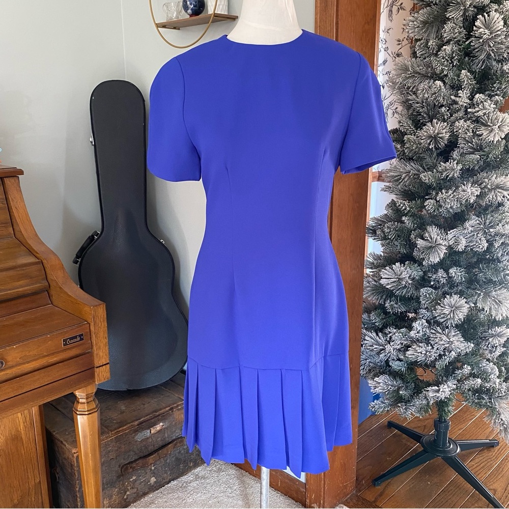 Ann Taylor vintage drop waist dress pleated skirt shoulder pads Size 4